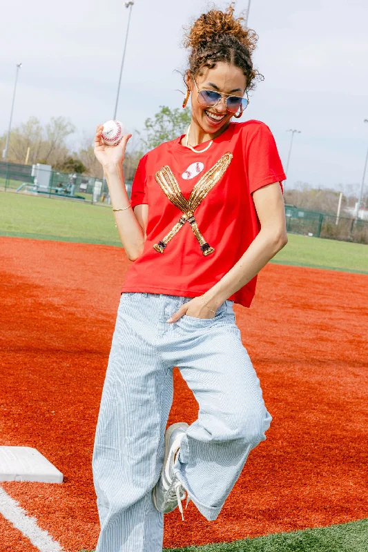 Red & Gold Baseball Tee