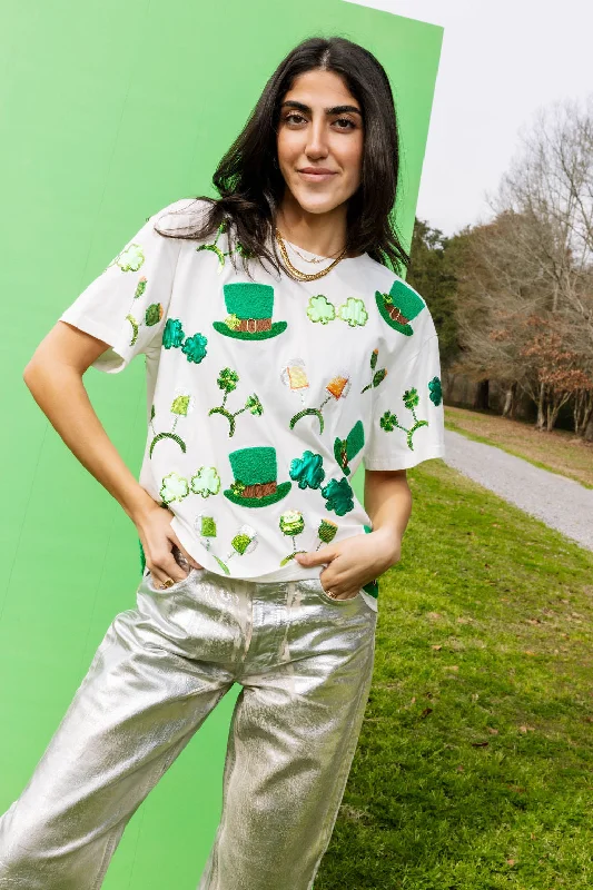 White St. Patrick's Day Sunglass, Hat & Headband Icon Tee