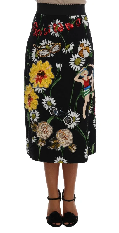 Dolce & Gabbana Embellished A-Line Mid-Calf Women's Skirt