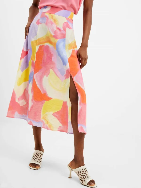 Isadora Faron Drape Slip Midi Skirt In Summer Multi