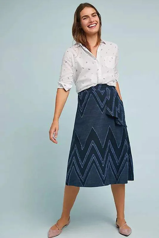 Liv Skirt - Denim Chevron