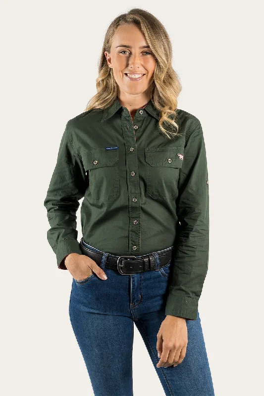 Pentecost River Womens Full Button Work Shirt - Cargo Khaki