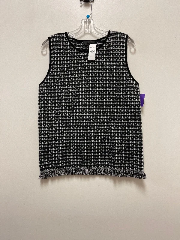 Top Sleeveless By Ann Taylor In Black & White, Size: L