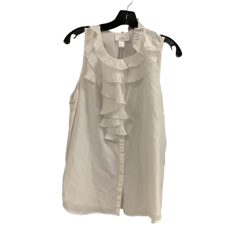 Top Sleeveless By Loft In White, Size: L