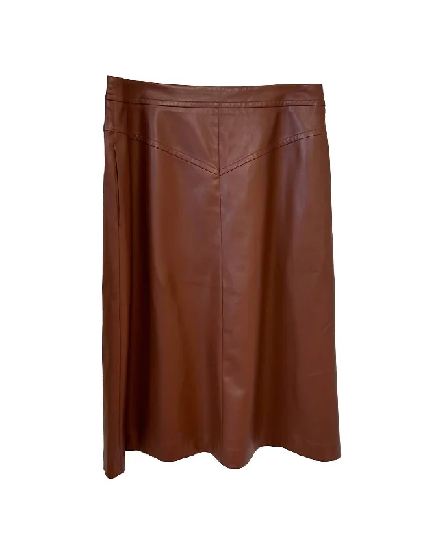 Women's Faux Leather Aline Skirt In Hazelnut