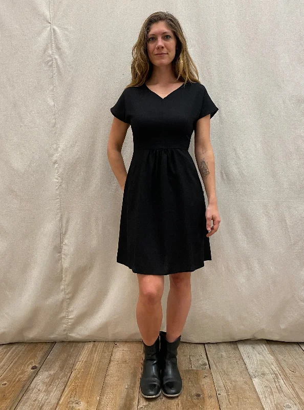 Dolman Dress in Black Linen