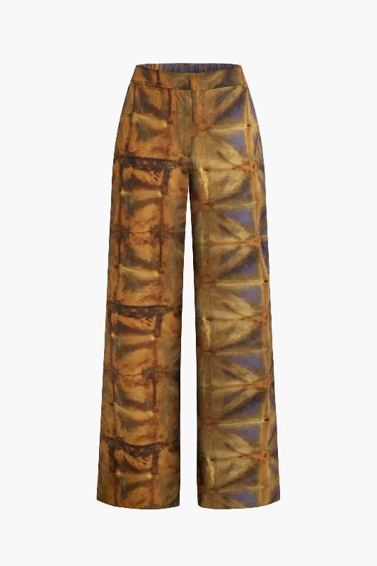 Geometric Print Wide Leg Trousers