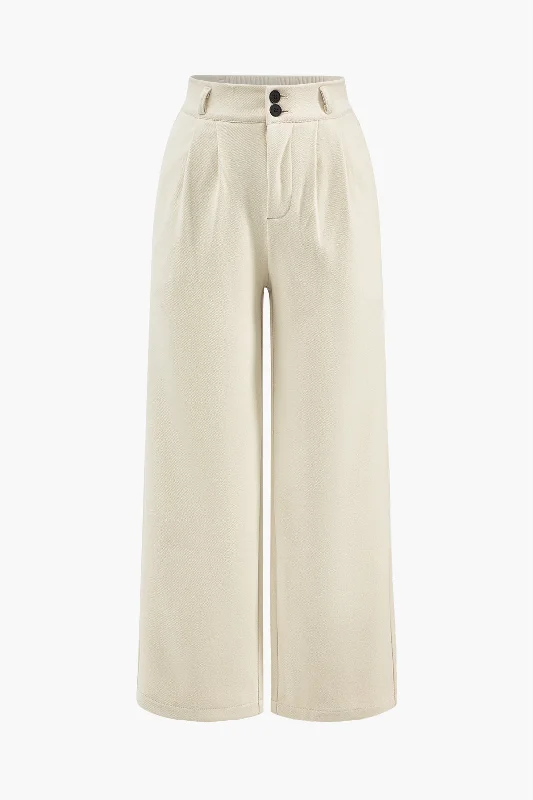 Solid Wide Leg Trousers