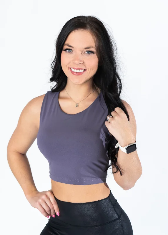 Slit Crop Bra | Ash Purple