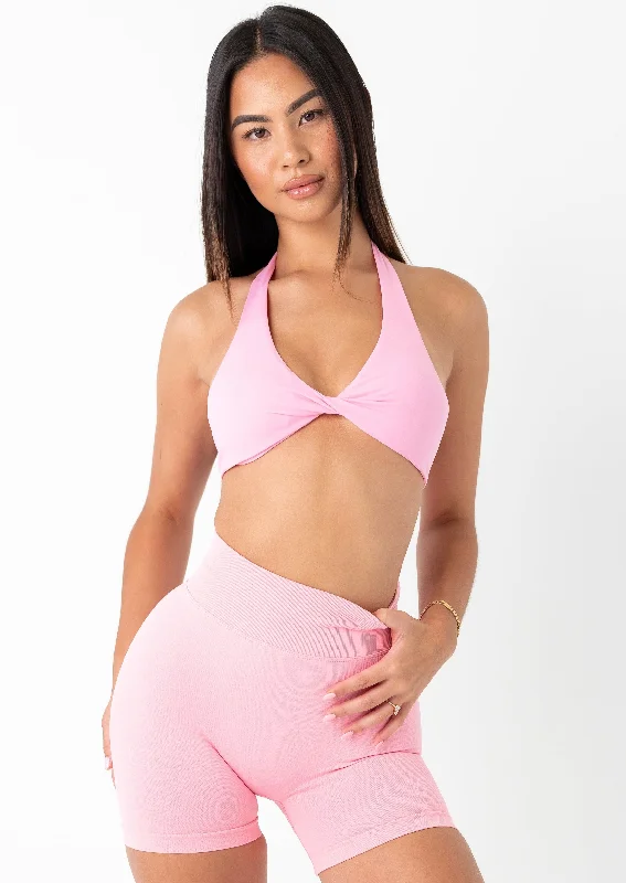 TWIST HALTER BRA - PINK