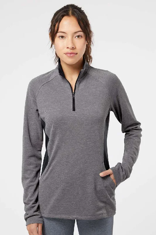 Adidas Womens UPF 50+ 1/4 Zip Sweatshirt - Heather Black/Carbon Grey