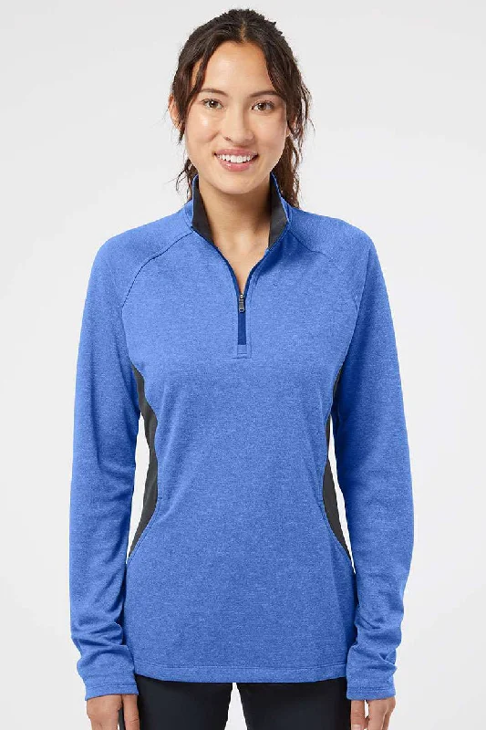 Adidas Womens UPF 50+ 1/4 Zip Sweatshirt - Heather Collegiate Royal Blue/Carbon Grey