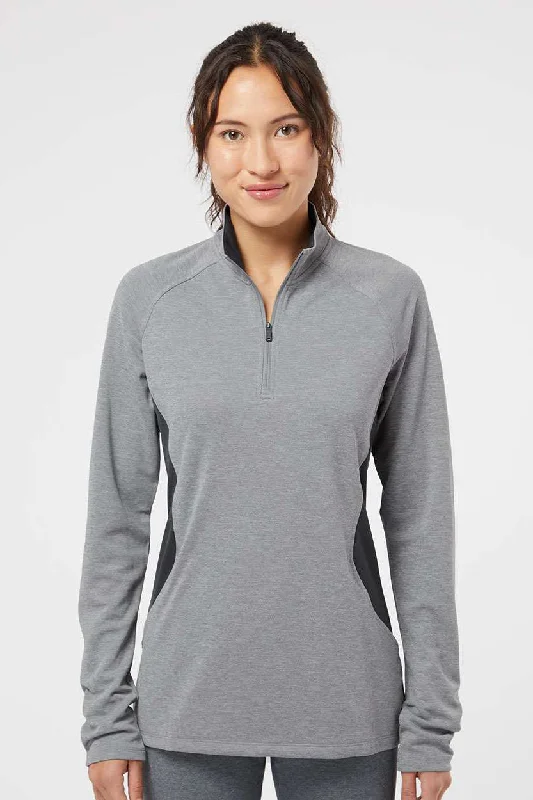 Adidas Womens UPF 50+ 1/4 Zip Sweatshirt - Heather Grey/Carbon Grey