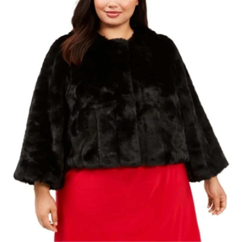 Calvin Klein Women's Faux Fur Puffer Formal Coat Black Size 3X