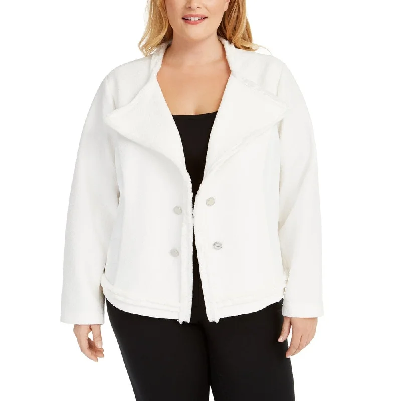 Calvin Klein Women's Plus Size Textured Knit Jacket White Size 0X