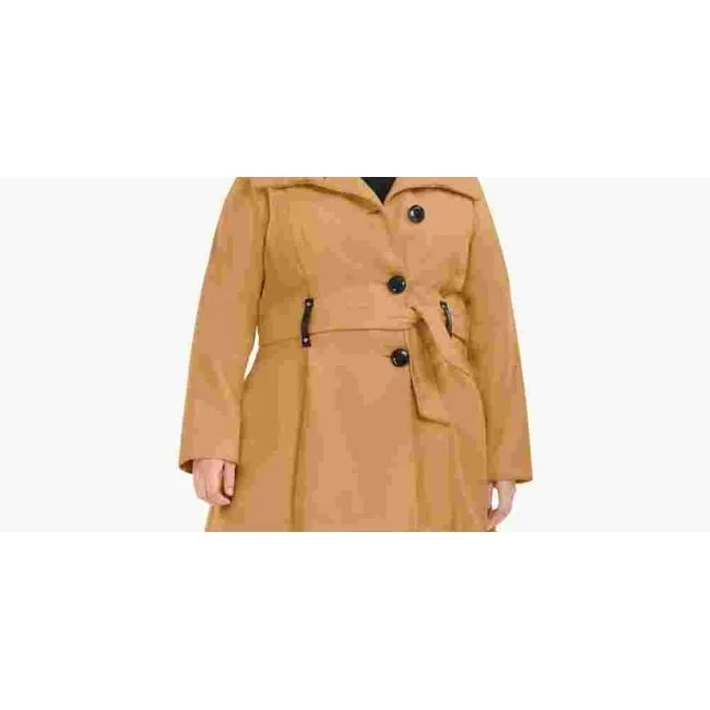 Madden Girl Junior's Plus Skirted Belted Coat Brown Size 1X