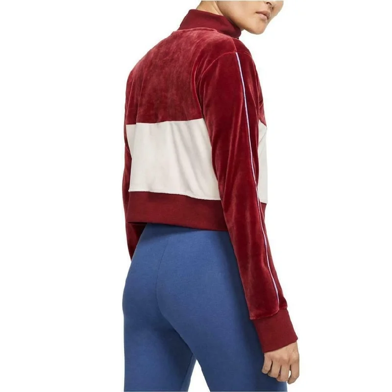 Nike Women's Sportswear Velour Colorblocked Jacket Red Size Large