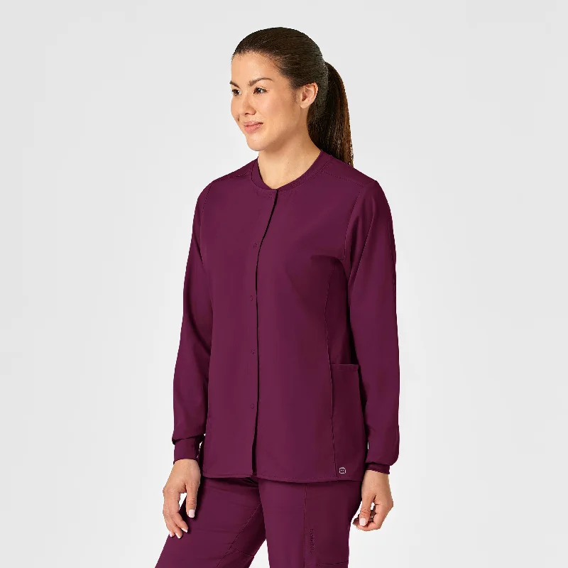 PRO Women's Snap Front Scrub Jacket - Wine