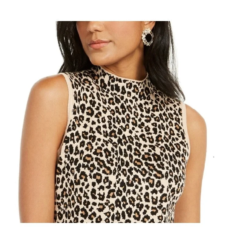 Thalia Sodi Women's Sequined Animal-Print Top Leopard Size X-Large