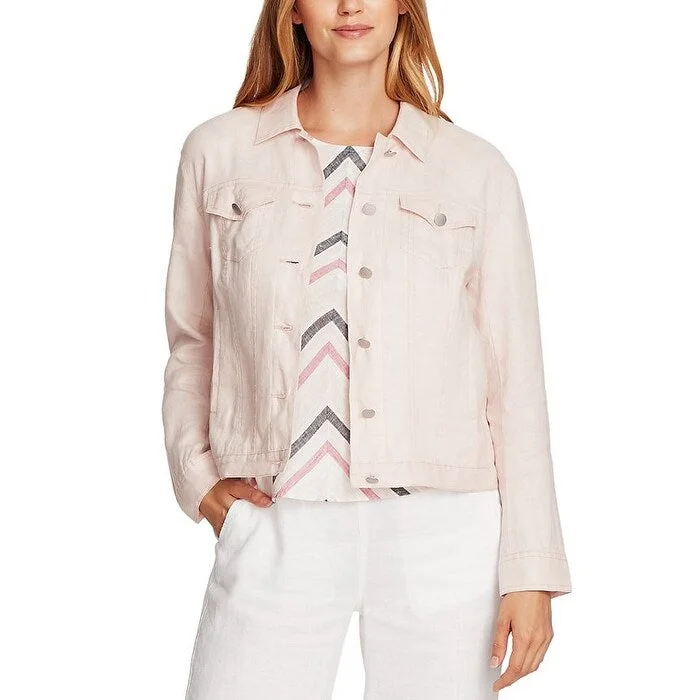 Vince Camuto Women's Classic Linen Trucker Jacket Pink Size M