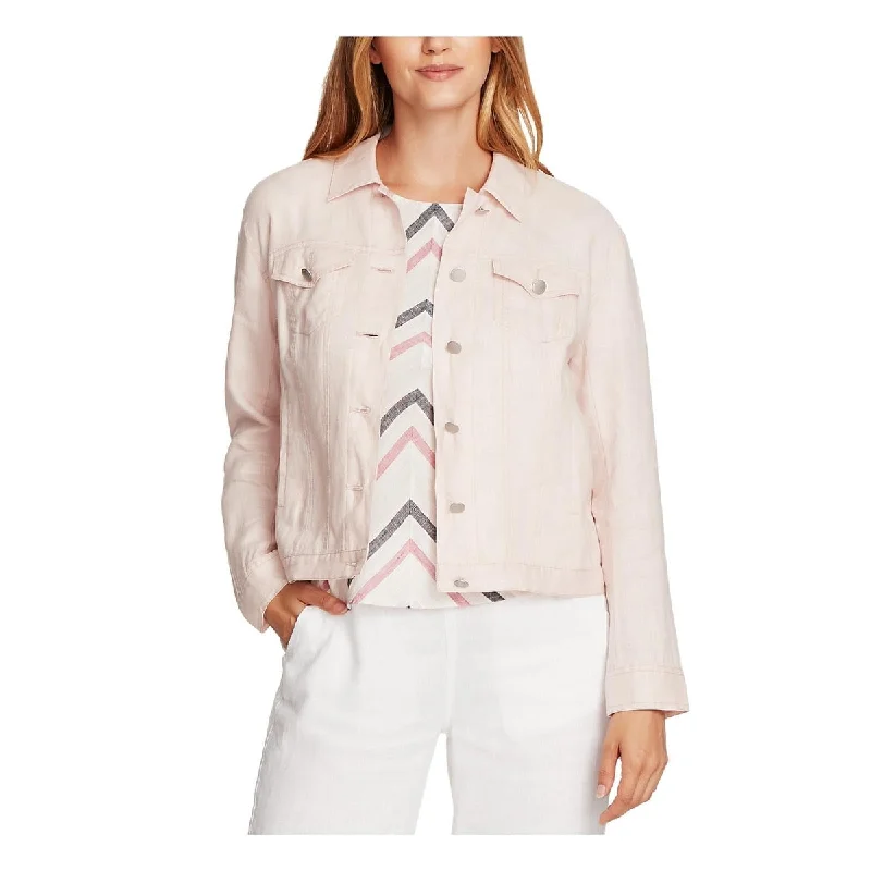 Vince Camuto Women's Classic Linen Trucker Jacket Pink Size X-Large