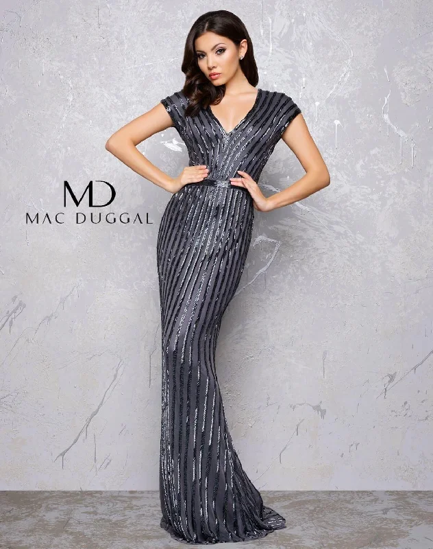 Mac Duggal 4431 Long Cap Sleeve Evening Prom Dress