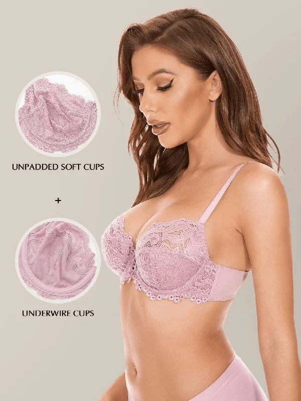 Floral Lace Non-Padded Full Coverage Underwire Bra Purple