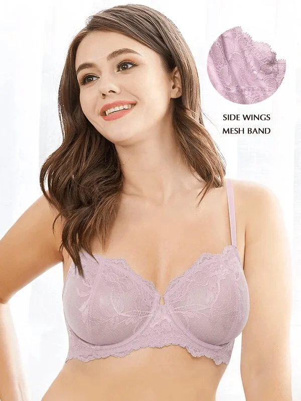 Eyelash Lace Demi Bra Sexy Bra Purple