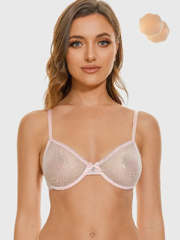 Lace Plus Size Bra Underwire Unlined Brallet Pink