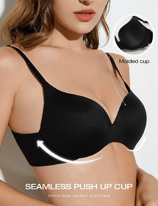 Super Padded T-Shirt Bra Add Two Cups Black