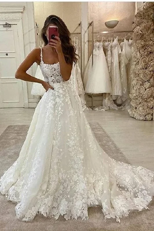 Gorgeous Ball Gown Scoop Neck Open Back Lace Wedding Dresses,Luxurious Wedding Gowns      S3786