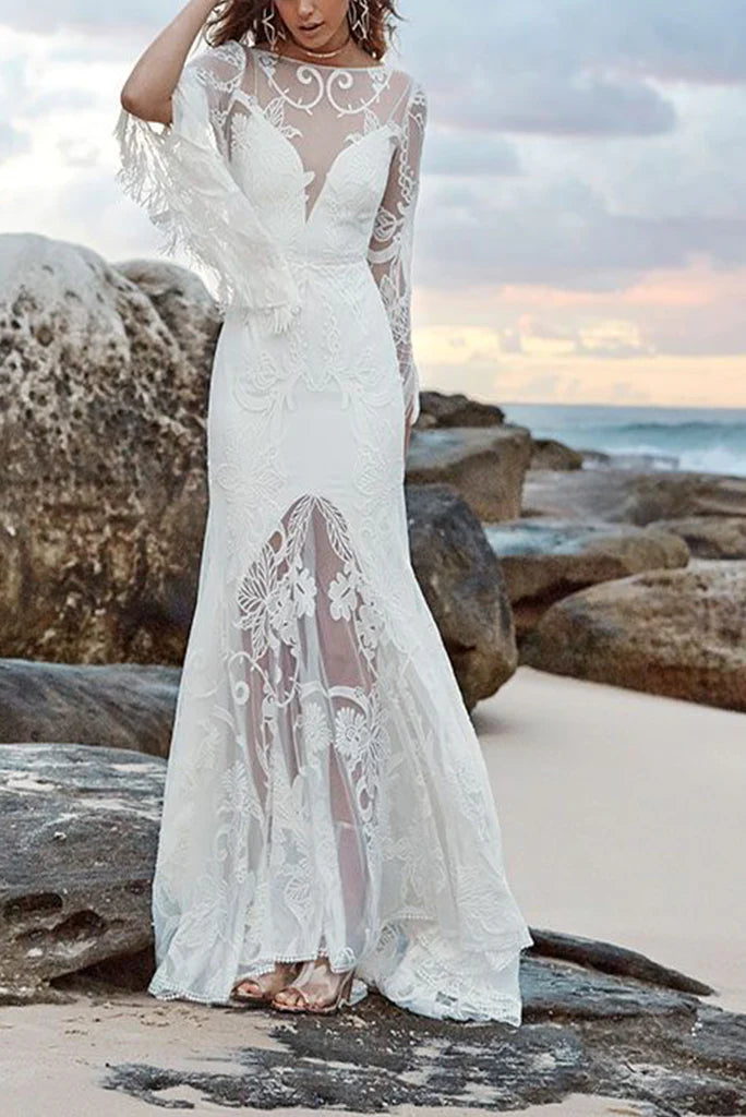 Mermaid/Trumpet Long Sleeve Beach Wedding Dresses