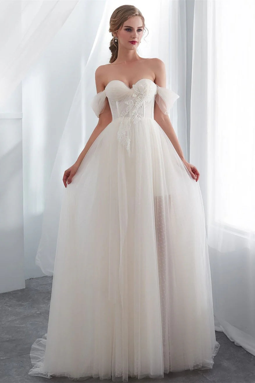 Off The Shoulder Tulle Wedding Dresses Bride Dresses Appliques